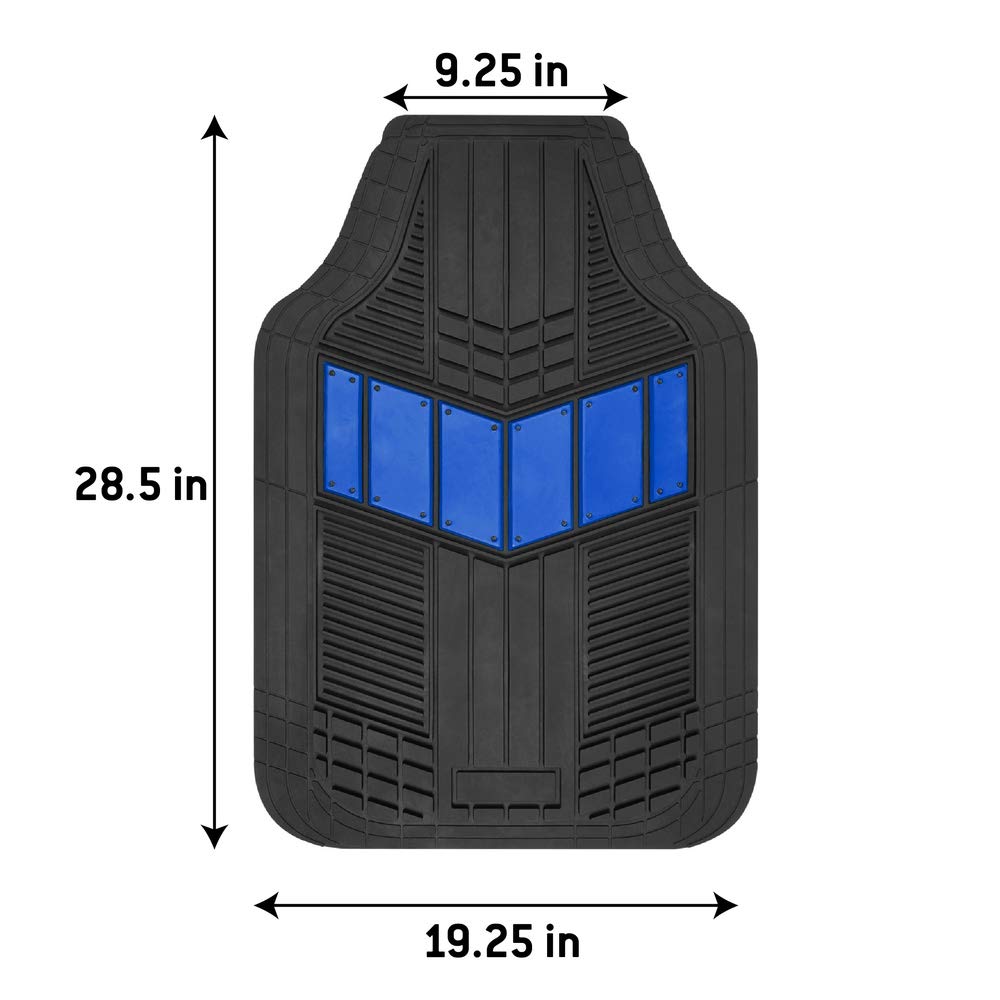 BDK Blue Heavy Duty Universal Fit Car Floor Mats - 4pc Two-Tone Rubber All-Weather Protection for Auto, Van, Truck & SUV - Waterproof Trimmable Interior Liners - Perfect for Rain, Snow & Mud Protection