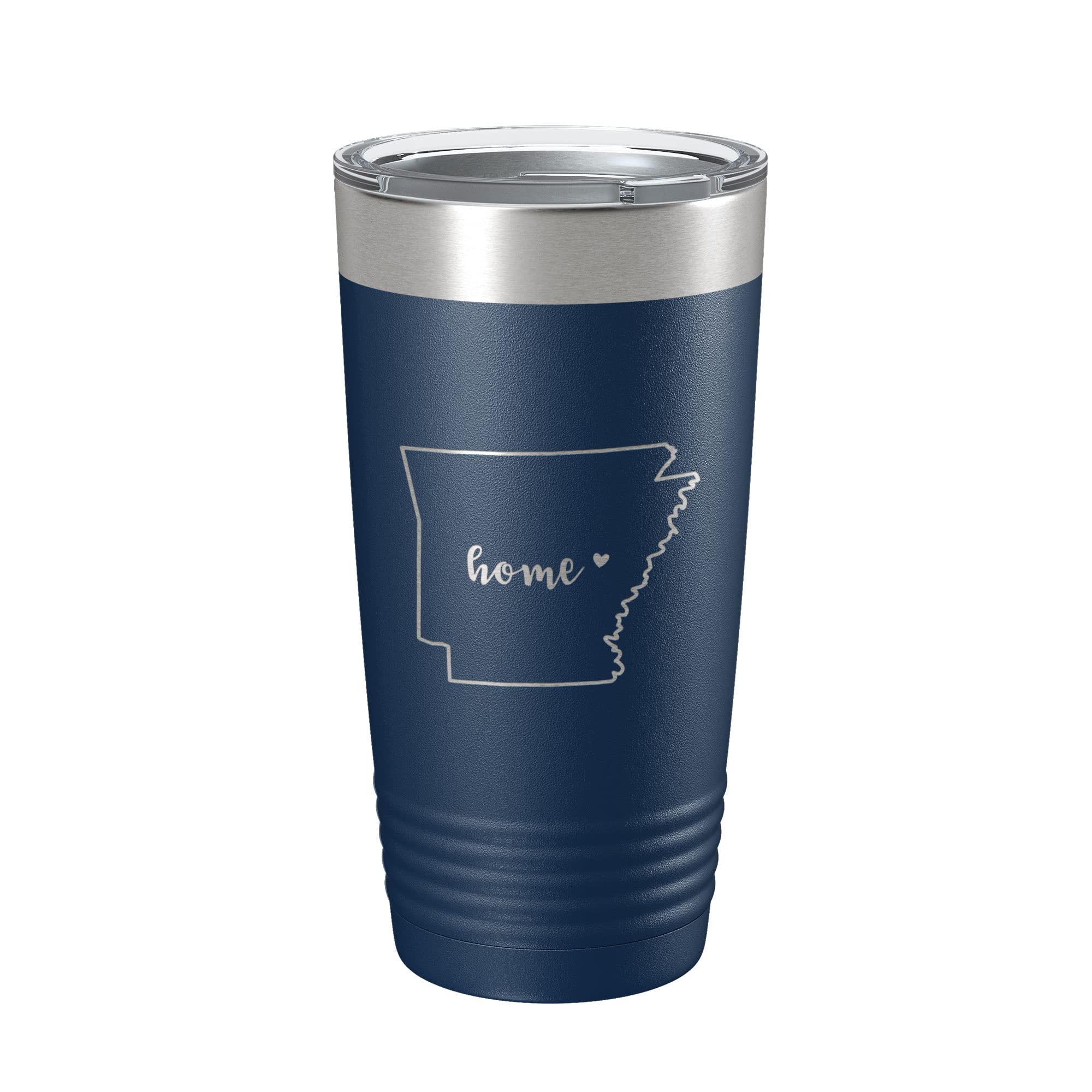 Arkansas State Tumbler - 20 oz Insulated Travel Mug with Laser Engraved Map, Navy Blue Coffee Cup for Hot & Cold Drinks - Perfect for Road Trips, Camping, Office & Gifts
