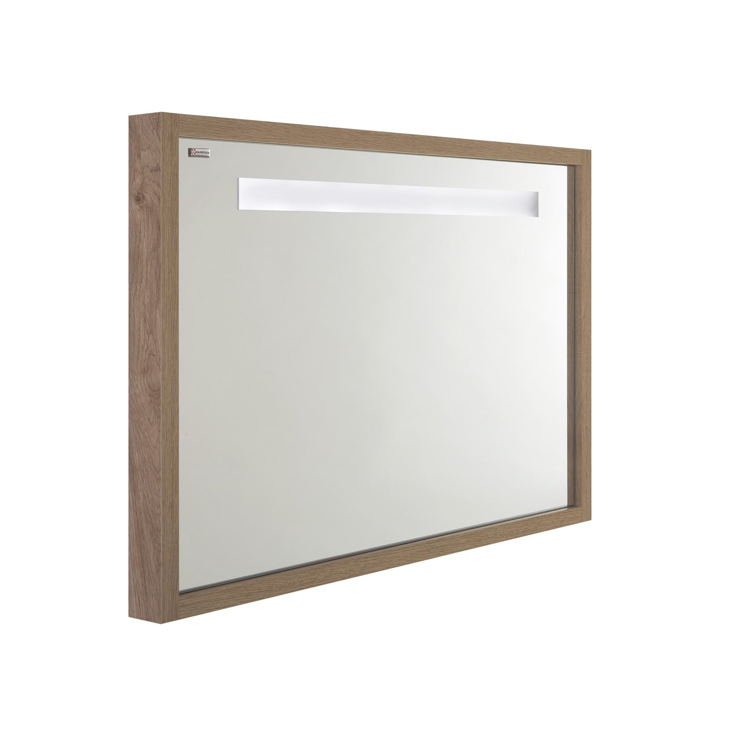 40 LED Backlit Bathroom Vanity Mirror - Wall Mount Oak Finish by VALENZUELA (Serie Tino) | Modern Makeup Mirror with Adjustable Lighting for Bathroom, Bedroom & Dressing Room