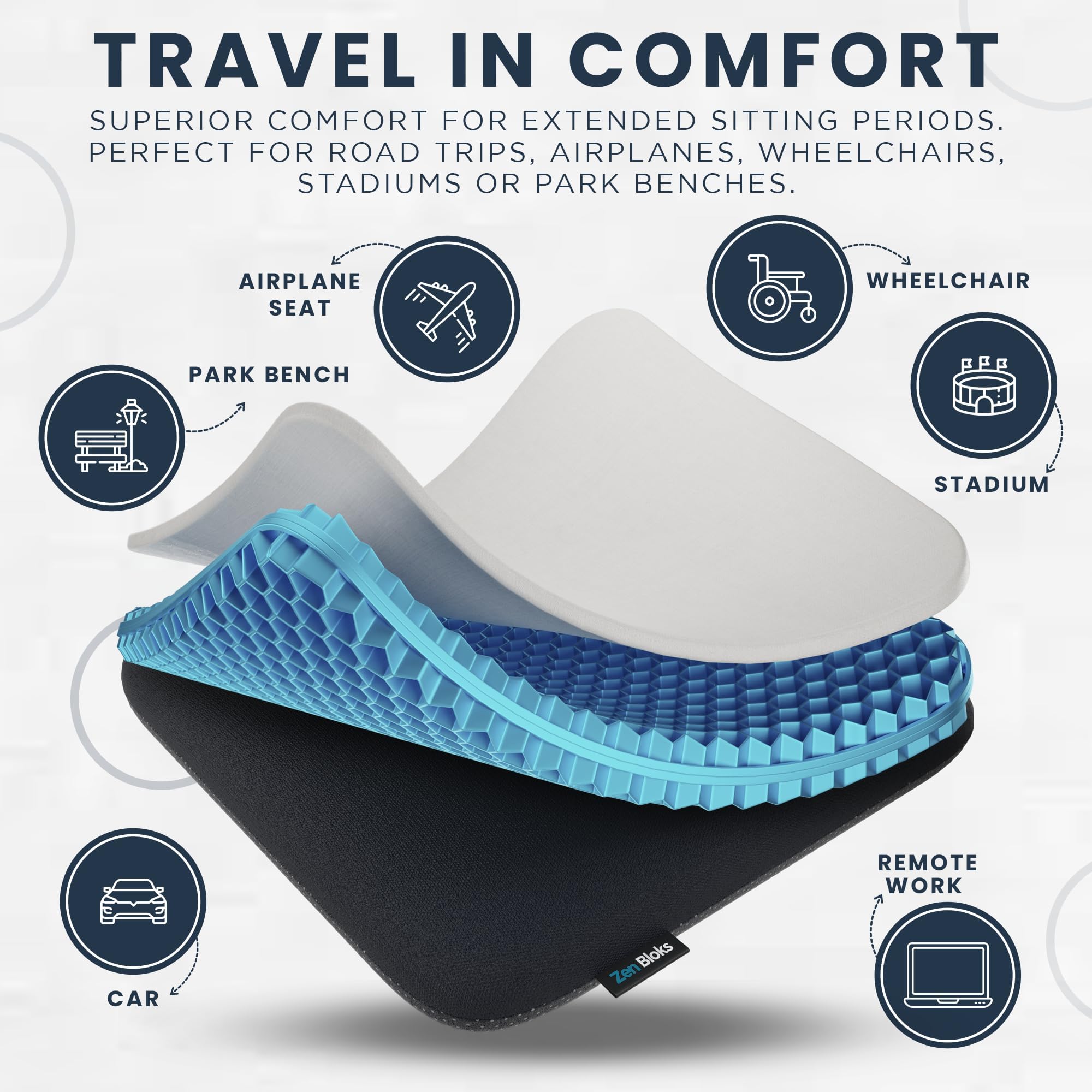 XL Extra Thick 20x20x2 Inch Cooling Gel Seat Cushion - Pressure Relief Pad for Office Chairs, Gaming Chairs, Car Seats & Wheelchairs | Breathable, Non-Slip Support | Perfect for Long Work Hours, Road Trips & Comfortable Sitting