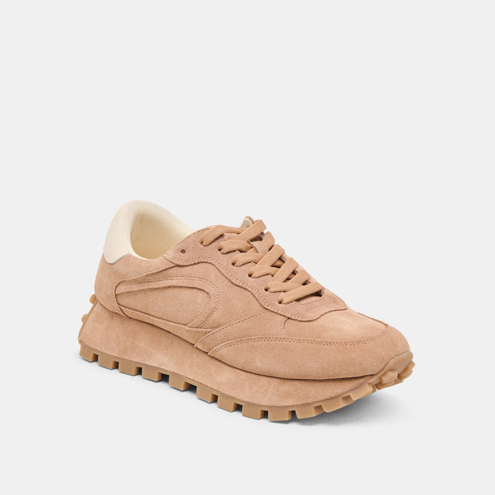 TRICIA Women's Suede Sneakers in Toffee Brown - Comfortable Casual Shoes for Walking, Running & Everyday Wear