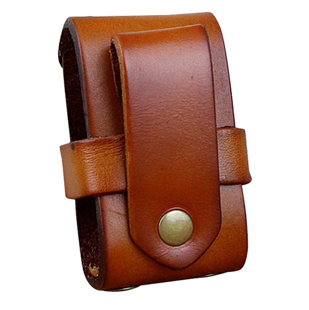 Boshiho Genuine Leather Flip Top Lighter Case with Belt Loop - Premium Men's Accessory for Outdoor Camping, Hiking & Everyday Carry (EDC)