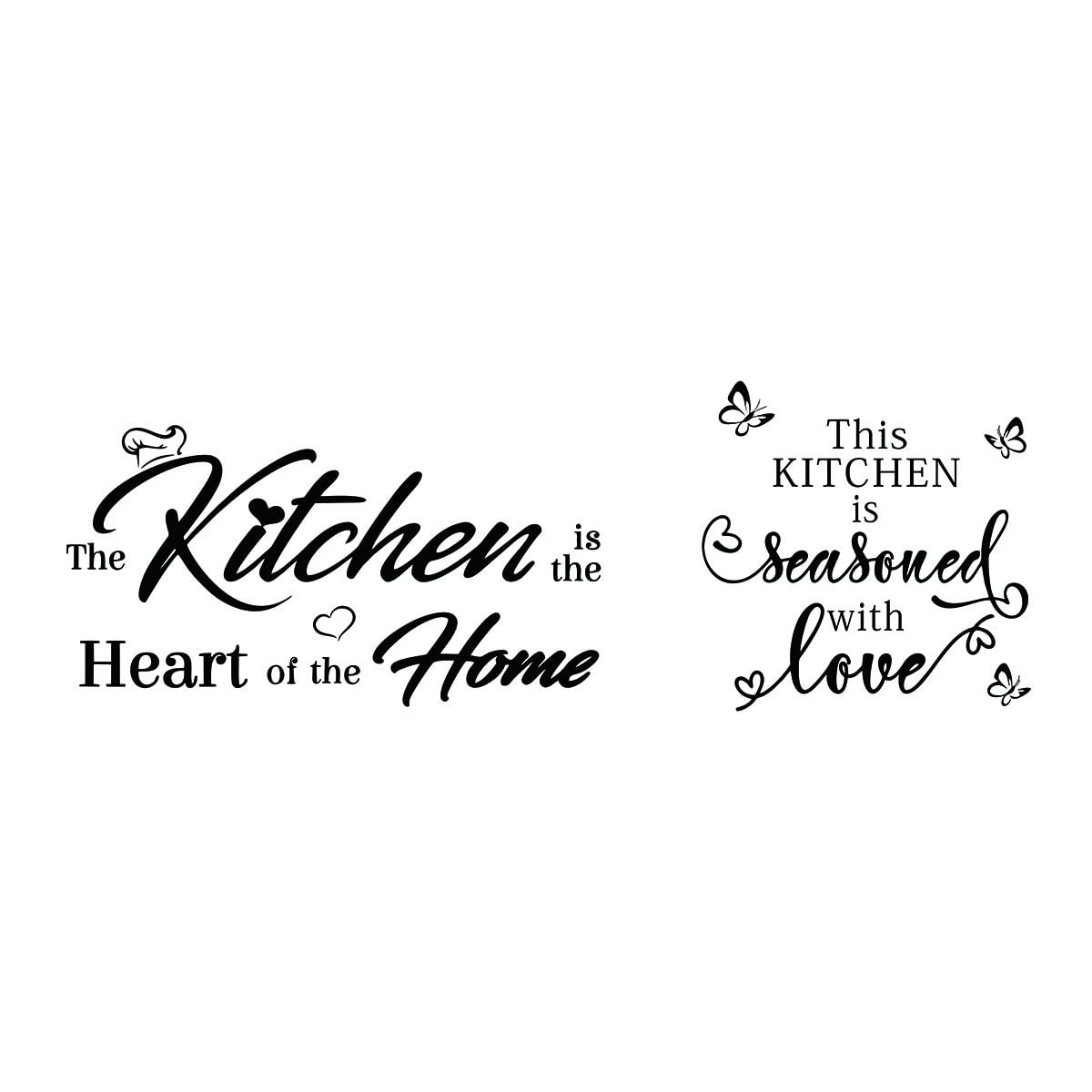 Kitchen Wall Decor Stickers - Heart of The Home Theme Set with Love, Perfect for Farmhouse & Modern Kitchen Decorations | Ideal for Home, Apartment, and Restaurant Wall Art