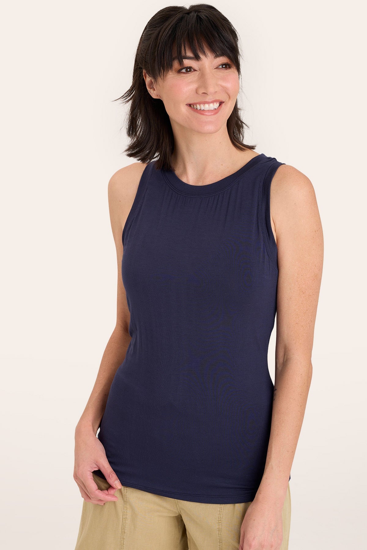 Essence Navy Blue Tank Top for Women - Casual & Comfortable Summer Wear - Perfect for Gym, Beach, and Everyday Outfits