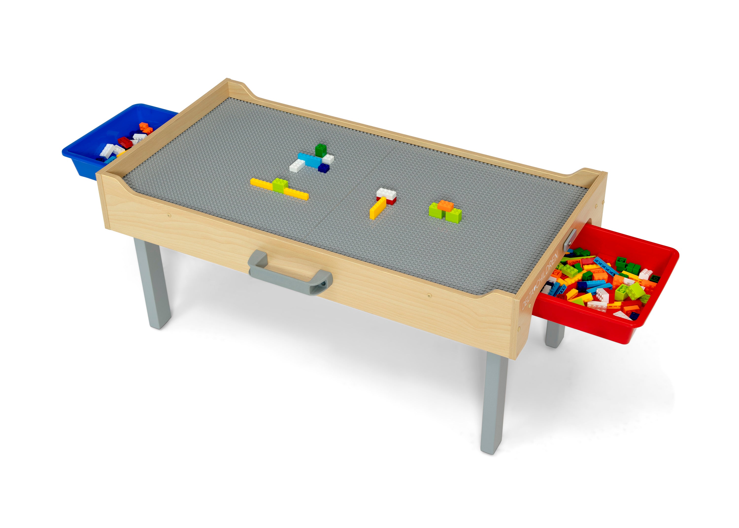 Play N Store Kids Building Bricks Play Table with 100+ Colorful Bricks - STEM Learning Toy for Creative Play, Room Organization & Toddler Activities