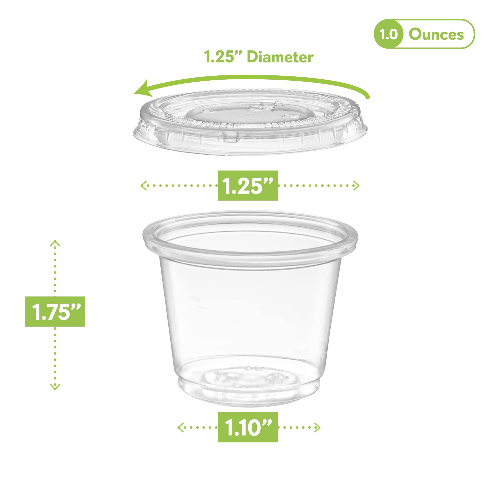(1 oz - 200 Sets) Clear Disposable Plastic Portion Cups with Lids - Small Mini Containers for Portion Control, Jello Shots, Meal Prep, Sauces & Condiments - Perfect for Parties, Catering, Restaurants & Home Use