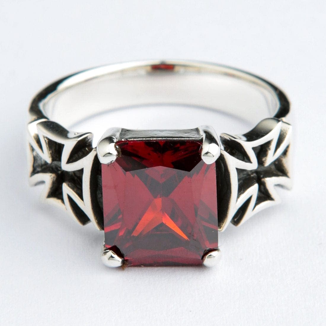Red Garnet Sterling Silver Cross Ring for Women - Elegant Religious Jewelry for Church, Weddings & Everyday Wear