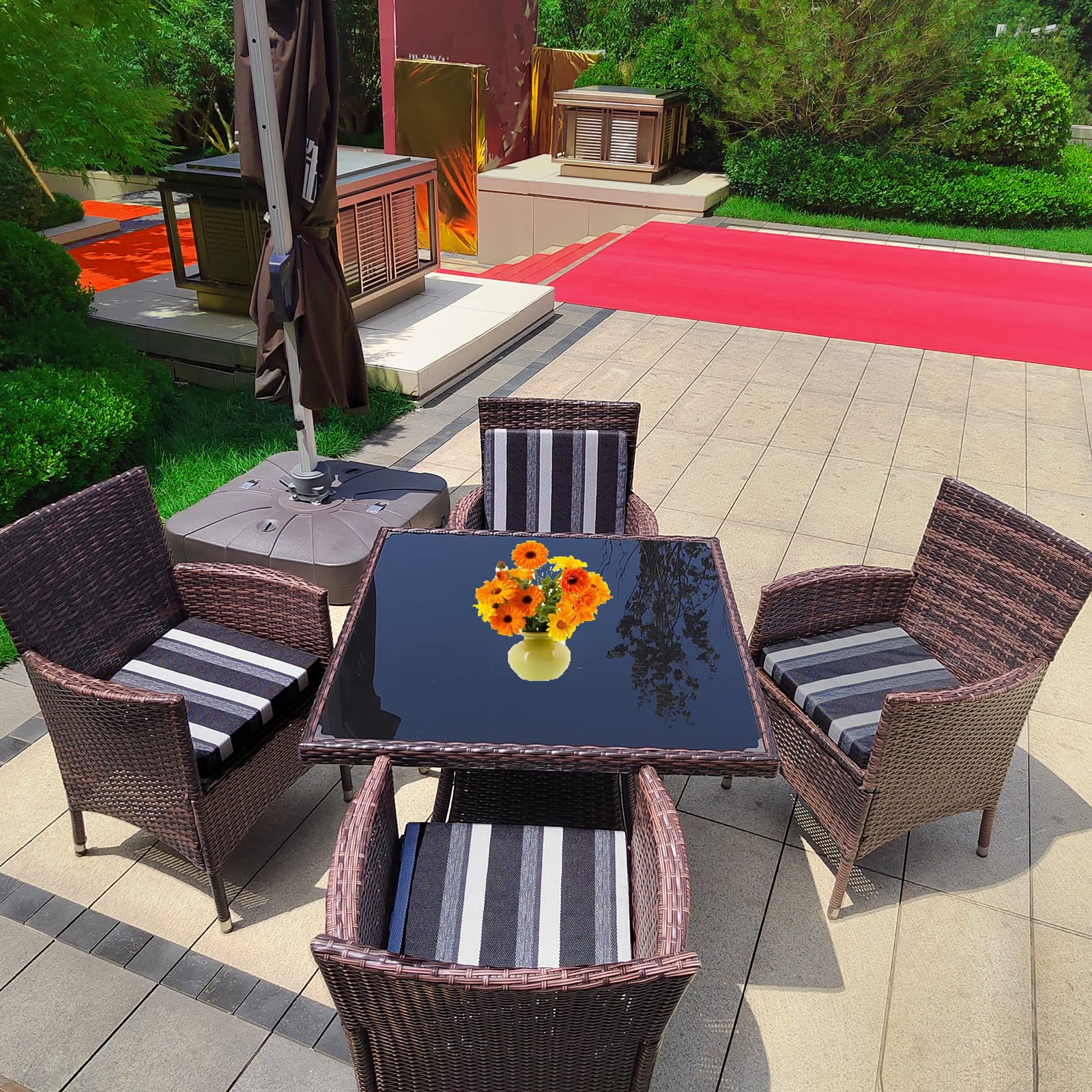 **17x17 Inch Waterproof Outdoor Chair Cushions Set of 4 – High-Density Sponge Filling, Durable Patio Seat Cushions with Ties for Garden, Wicker, Wooden Chairs – Perfect for Backyard, Deck, and Poolside Relaxation**