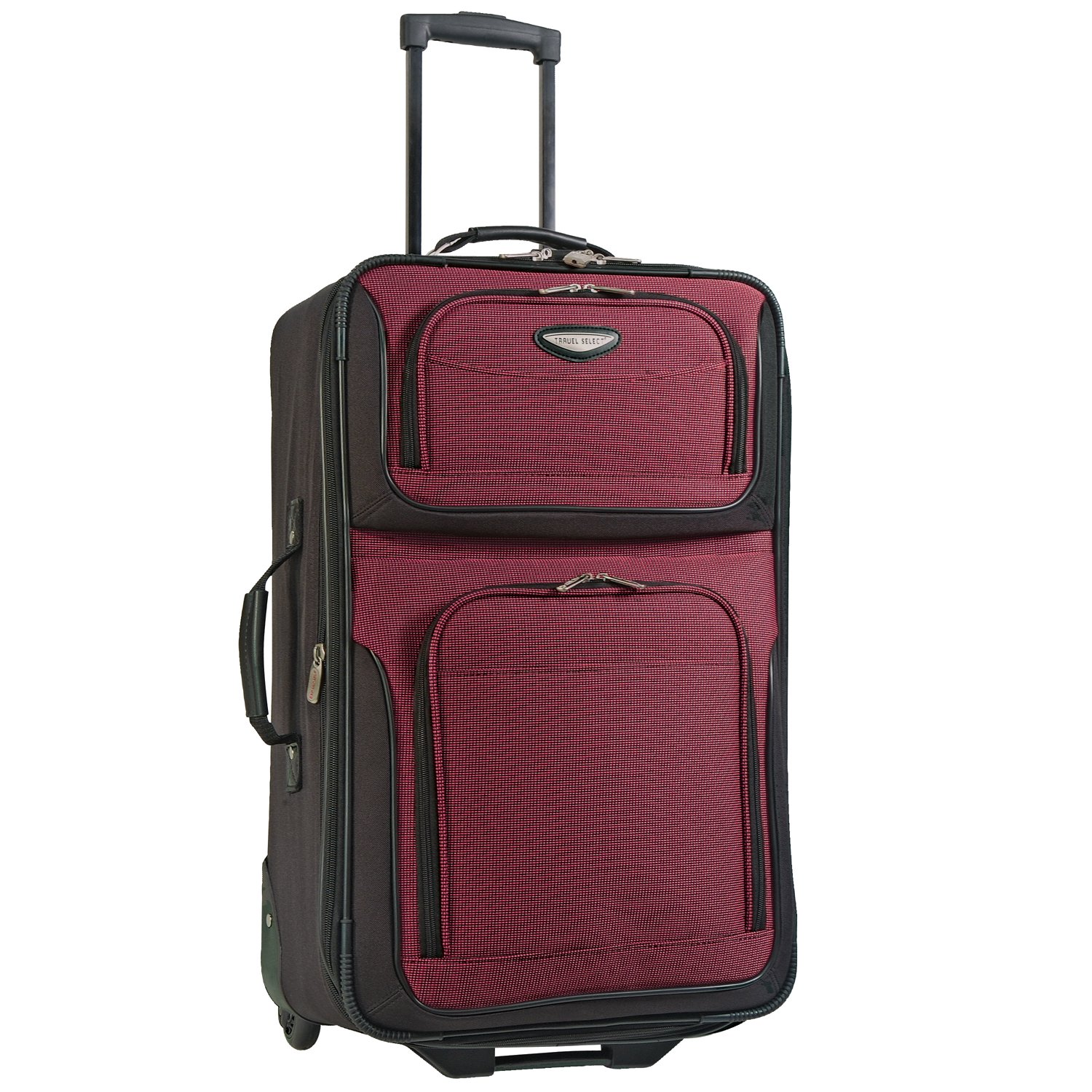 Travel Select Amsterdam Expandable 25-Inch Rolling Upright Luggage - Burgundy Checked-Medium Suitcase for Air Travel & Business Trips