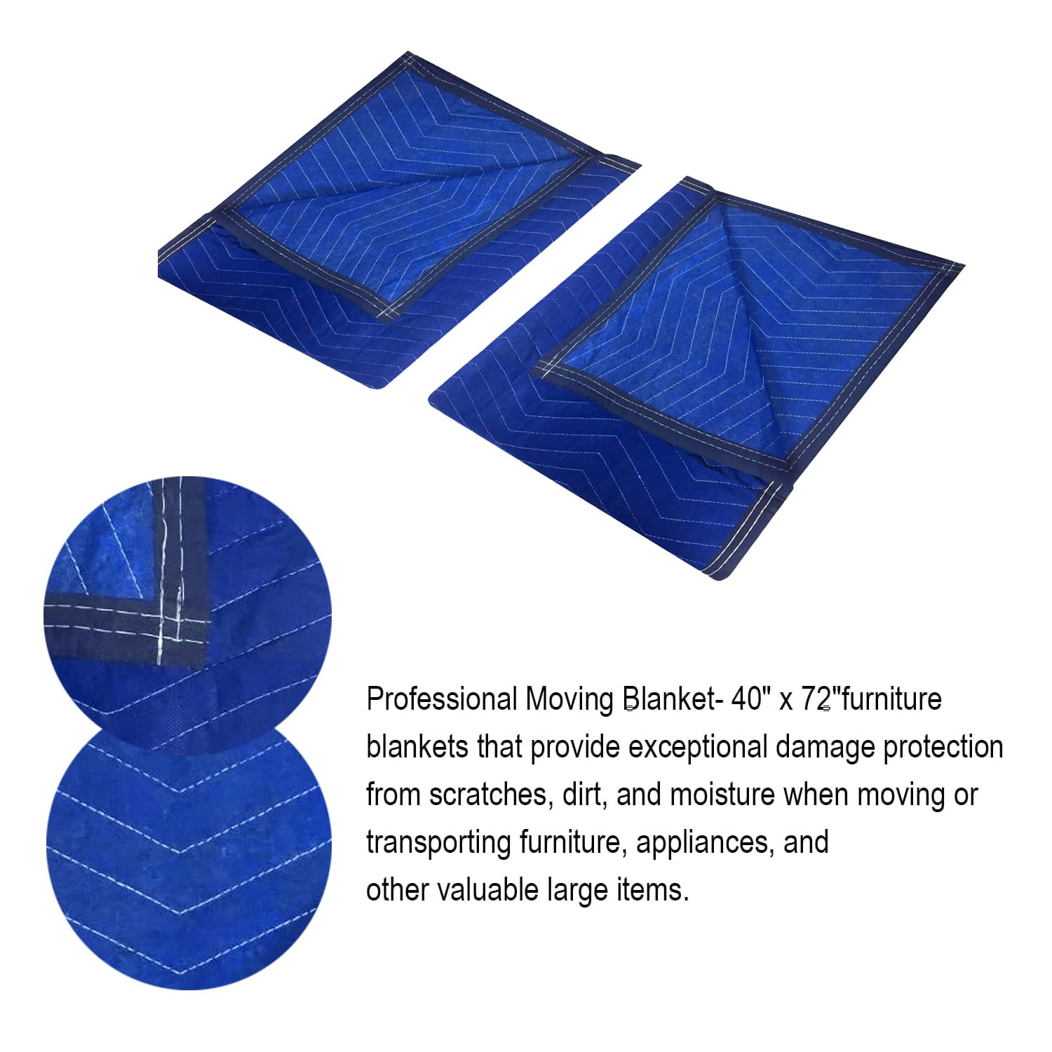8 Pack Heavy Duty Moving Blankets 40x72in - Quilted Padded Packing Blankets for Furniture Protection, Shipping & Moving Supplies | Ideal for Home Moves, Warehousing & Furniture Transport
