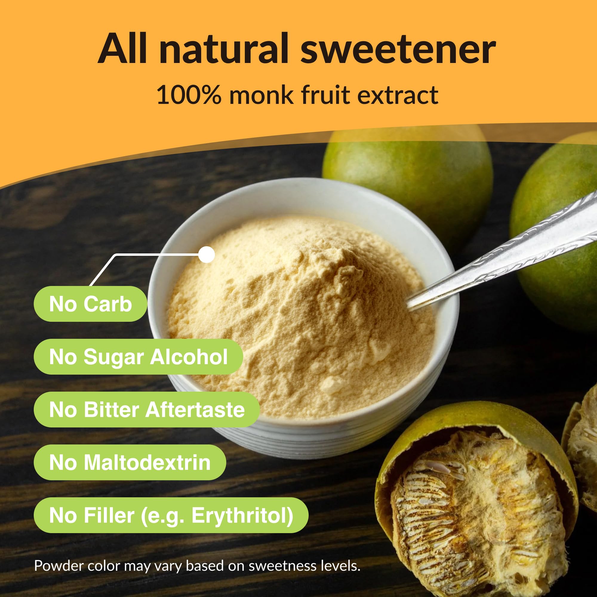 NAMANNA Pure Monk Fruit Sweetener - Zero Calorie, Zero Carb, Keto & Paleo Friendly, 50g (1000 Servings) - Natural Sugar Substitute for Coffee, Tea & Baking | 25% Mogroside V | Gluten-Free & Non-GMO
