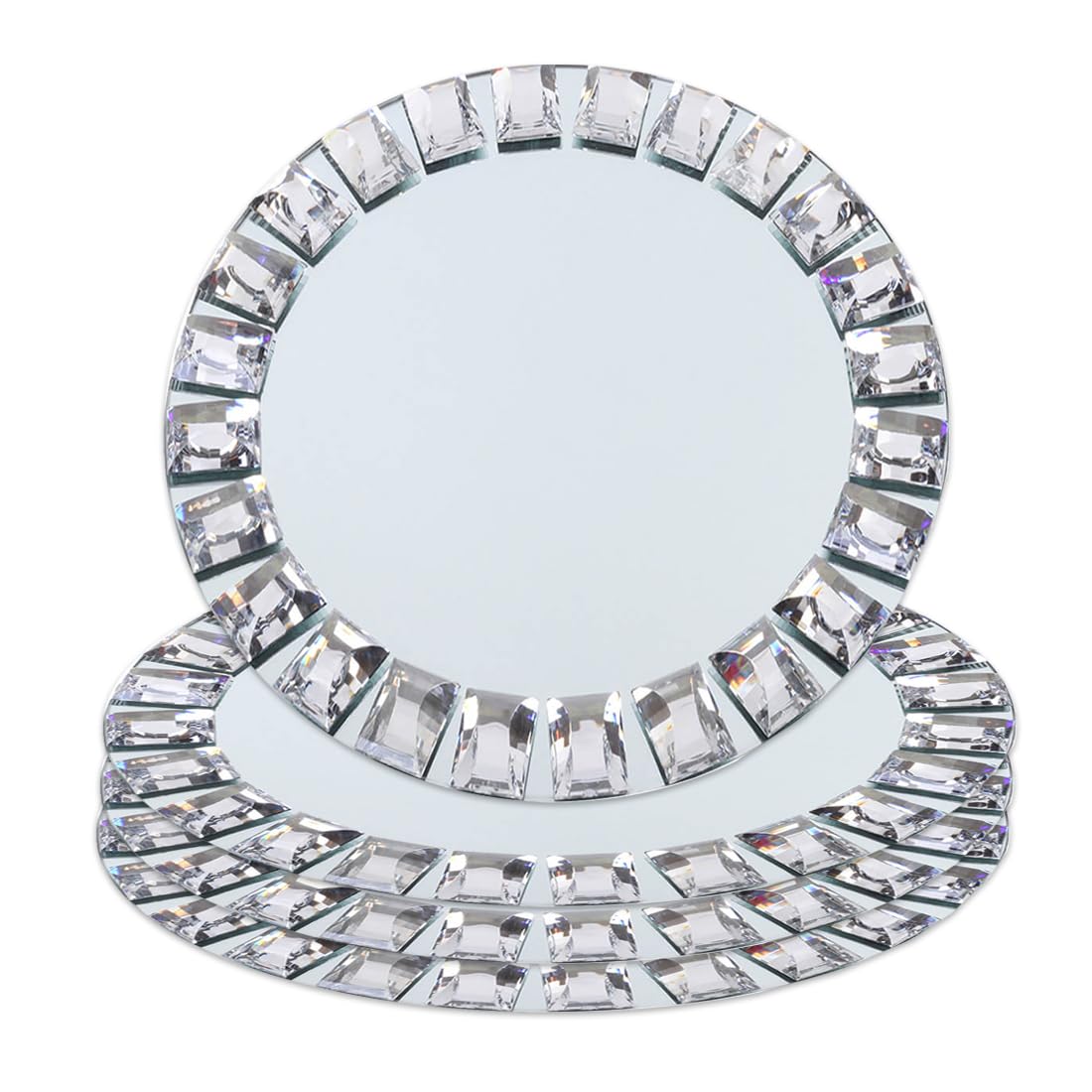 Koyal Wholesale Silver Mirror Charger Plates - Set of 4, Elegant Mirrored Glass Dinner Plates for Wedding, Party & Formal Dining Decor - Bulk Place Settings for Table Centerpieces & Special Occasions