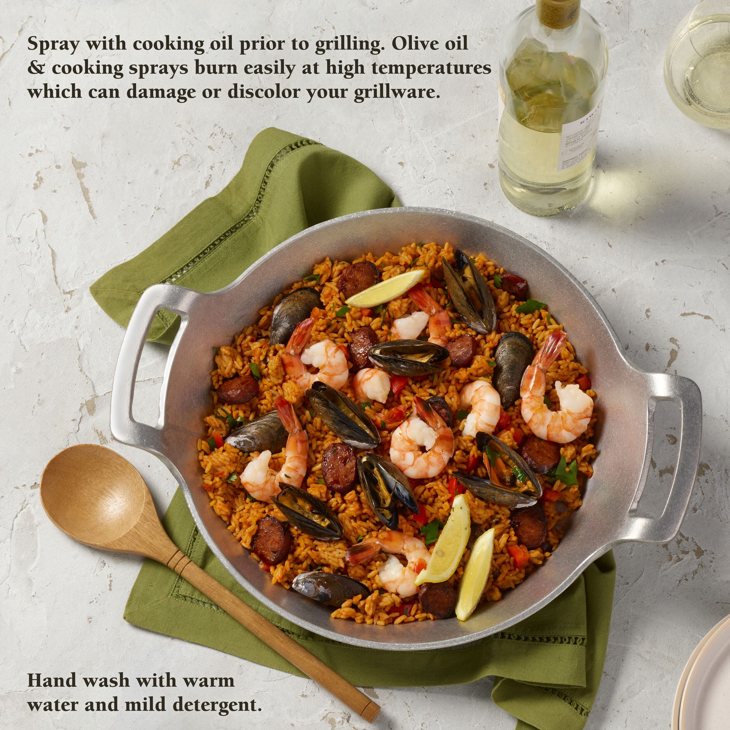 Wilton Armetale Gourmet Grillware Paella Pan - Premium Spanish Cooking Pan for Outdoor Grilling, Stovetop & Camping