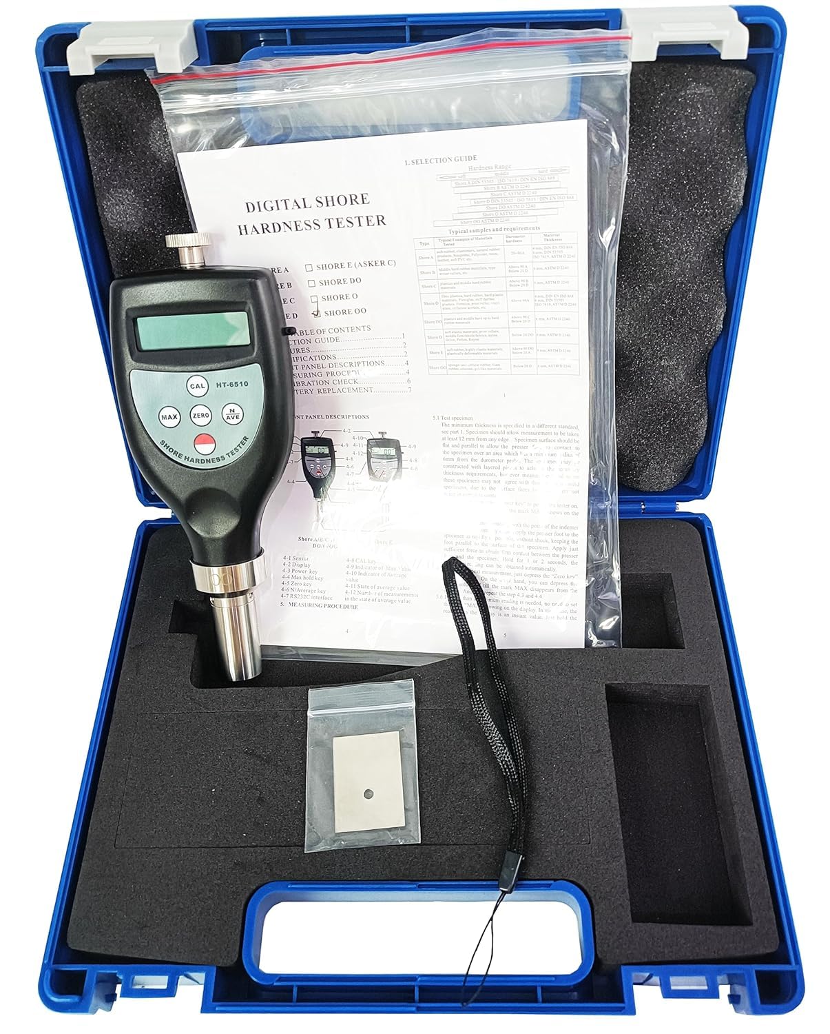 Shore OO Durometer Hardness Tester - Soft Elastic Material Gauge for Foam, Rubber & Gel Measurement | Perfect for Quality Control in Manufacturing, Laboratories & Industrial Applications
