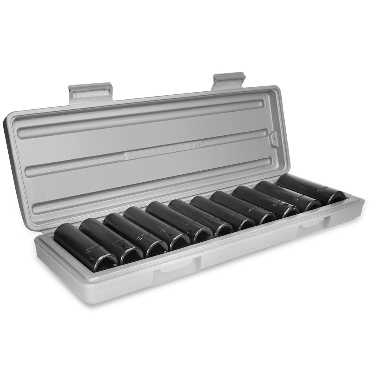 XtremepowerUS 11PC 1/2-Inch Drive Deep Impact Socket Set - 10-24mm 6-Point Metric Sockets with Durable Carrying Case - Perfect for Automotive Repairs, Heavy Duty Mechanical Work & DIY Projects