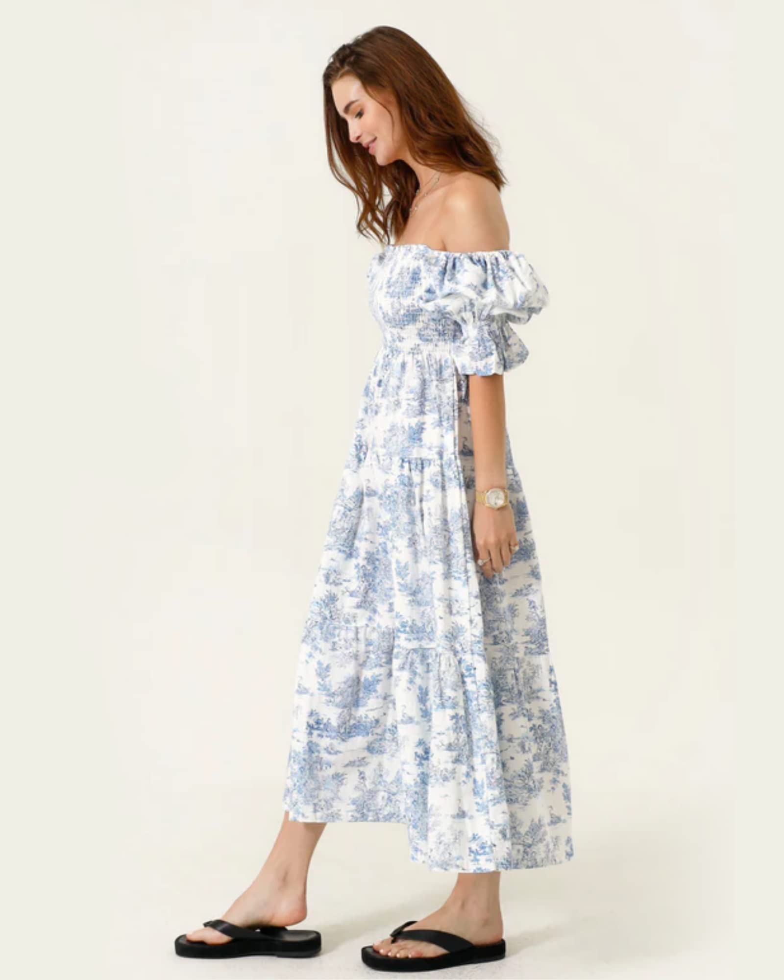 Women's Cotton Linen Maternity Dress - Floral Maxi Pregnancy Gown for Baby Shower & Nursing | Comfortable Casual Maternity Wear for Expecting Mothers | Perfect for Maternity Photos, Baby Showers & Summer Pregnancy Outfits