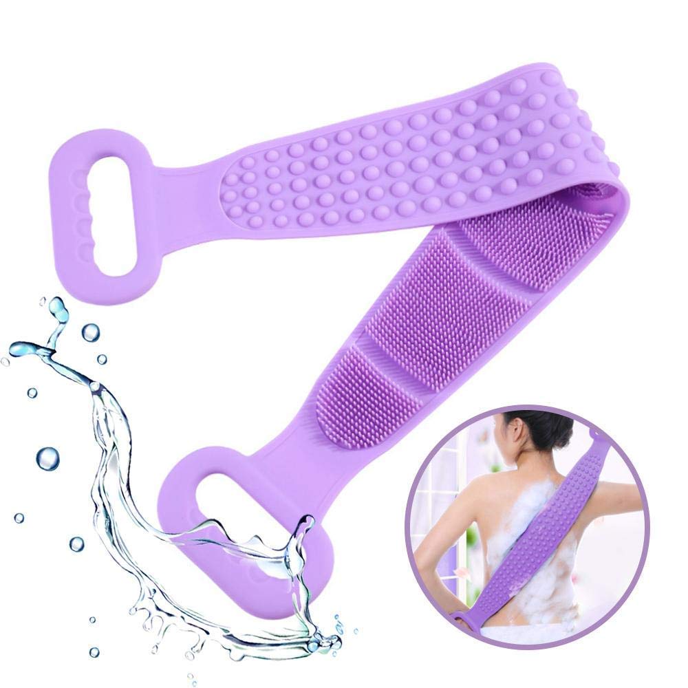 KINZILLA Waterproof Silicone Shower Massager Belt - Dual Exfoliating Body Scrubber & Cleaner for Deep Skin Cleansing (Multicolor) | Perfect for Spa, Bath & Relaxation at Home
