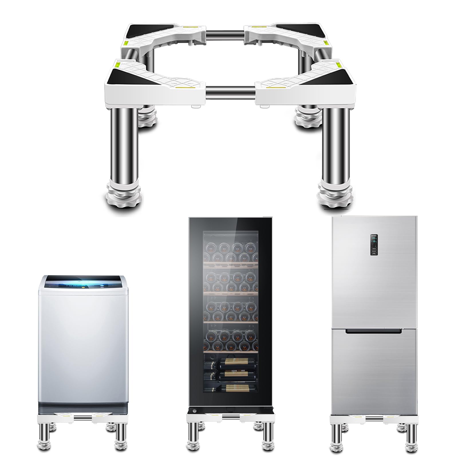 Adjustable Refrigerator & Washing Machine Stand - 29-32cm Height, 43-65cm Width - Heavy Duty Appliance Base with 4 Legs - Perfect for Laundry Room, Kitchen & Outdoor AC Units - Also Works as Plant Stand for Pots & Flower Containers