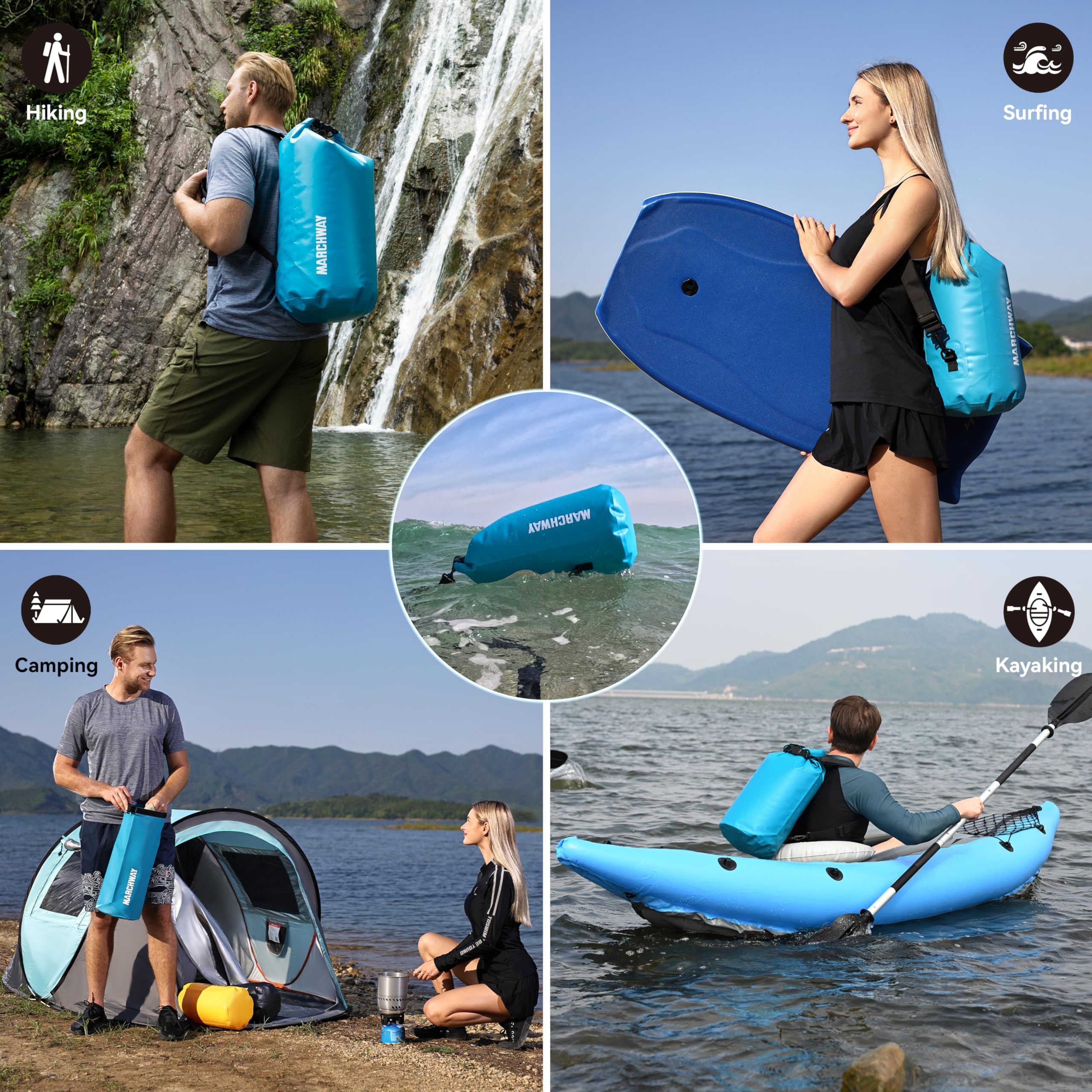 Waterproof Dry Bag Backpack 5L 10L 20L 30L 40L - Floating Roll Top Sack for Kayaking, Rafting, Boating, Swimming, Camping, Hiking, Beach & Fishing - Keep Gear Dry in Water Sports & Outdoor Adventures