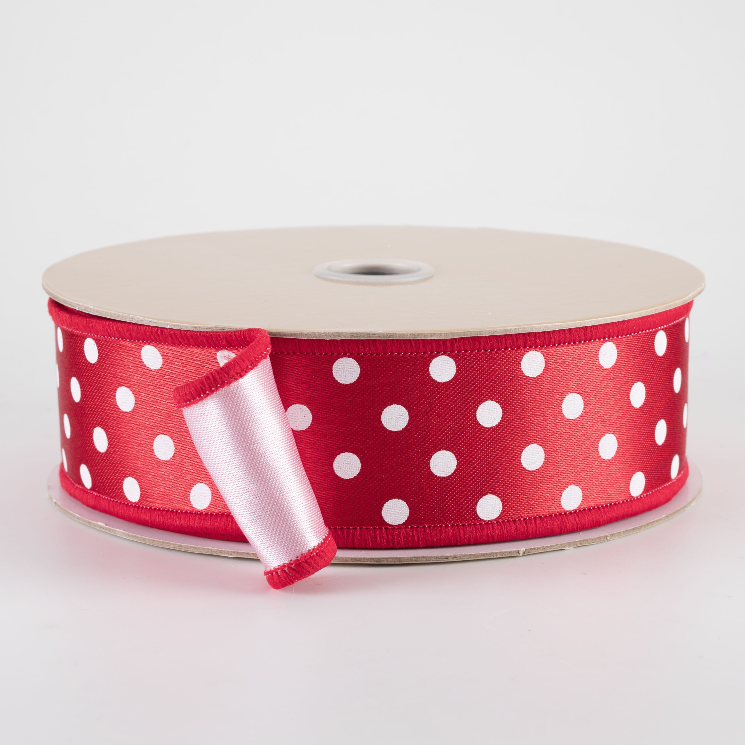 1.5 Inch Double Sided Fused Small Polky Dot Ribbon - Red, White & Pink (10 Yards) for Gift Wrapping, DIY Crafts, Hair Bows, and Party Decorations