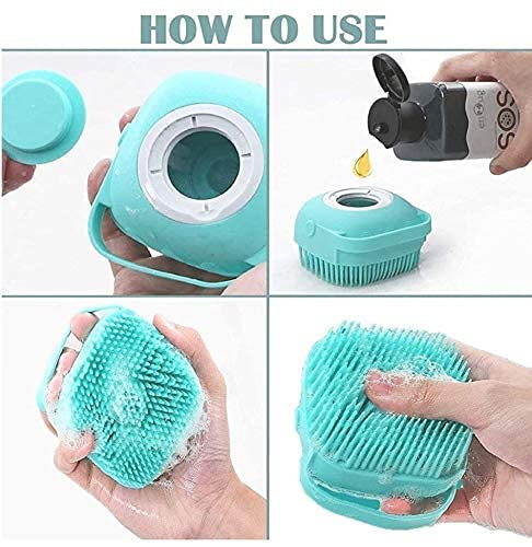 PRT GOLD Silicone Massage Bath Brush with Shampoo Dispenser - Exfoliating Body Scrubber & Scalp Massager for Men, Women & Kids - Perfect for Shower, Spa & Relaxation at Home