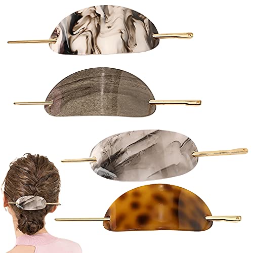 SOWUNO 4PCS Acrylic Hair Sticks for Women - Elegant Long Decorative Hair Chopsticks & Hair Pins - Perfect for Weddings, Parties, and Everyday Hairstyles