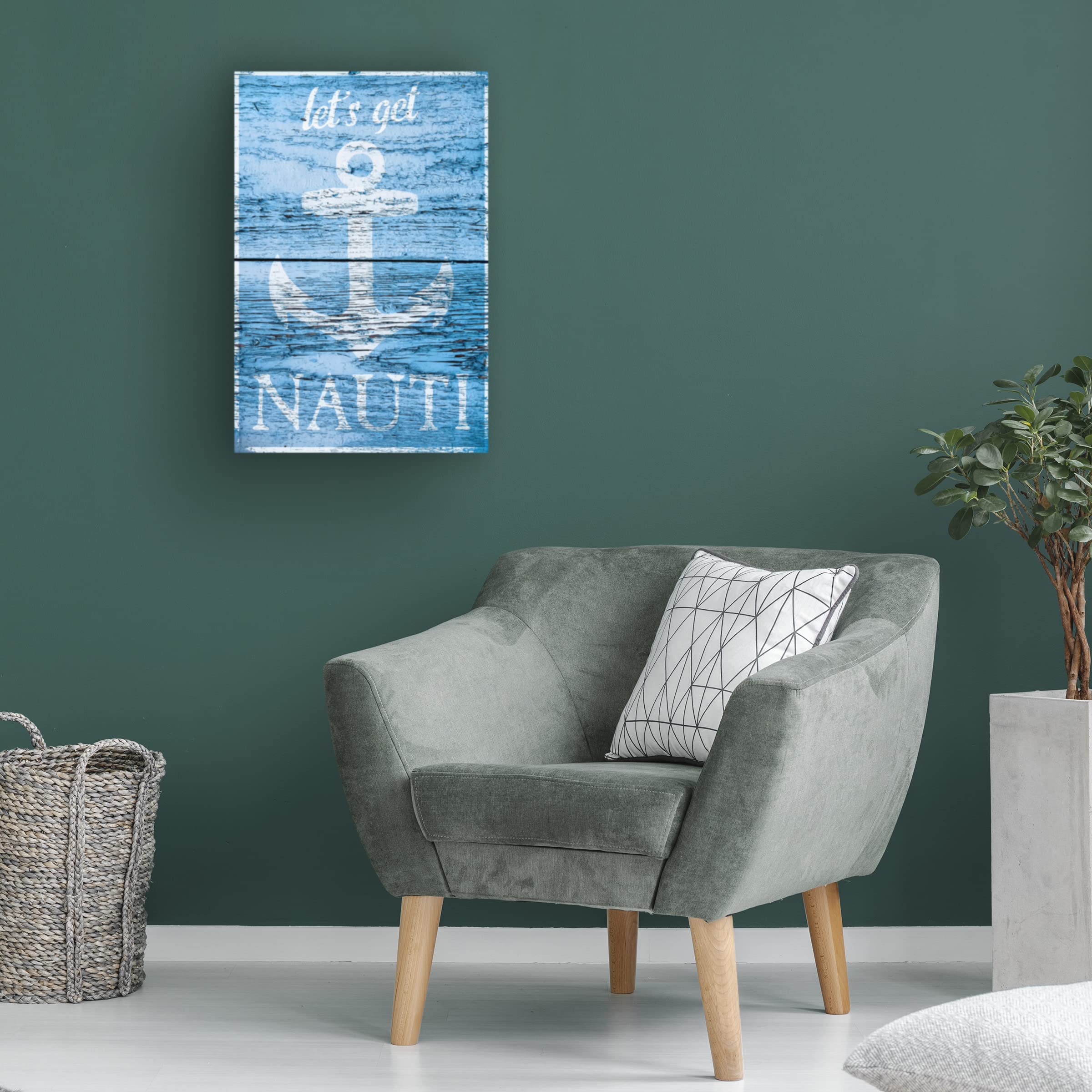 Trademark Fine Art 'Let's Get Nauti' Canvas Wall Art by Cora Niele - Nautical Decor for Beach House, Living Room & Office