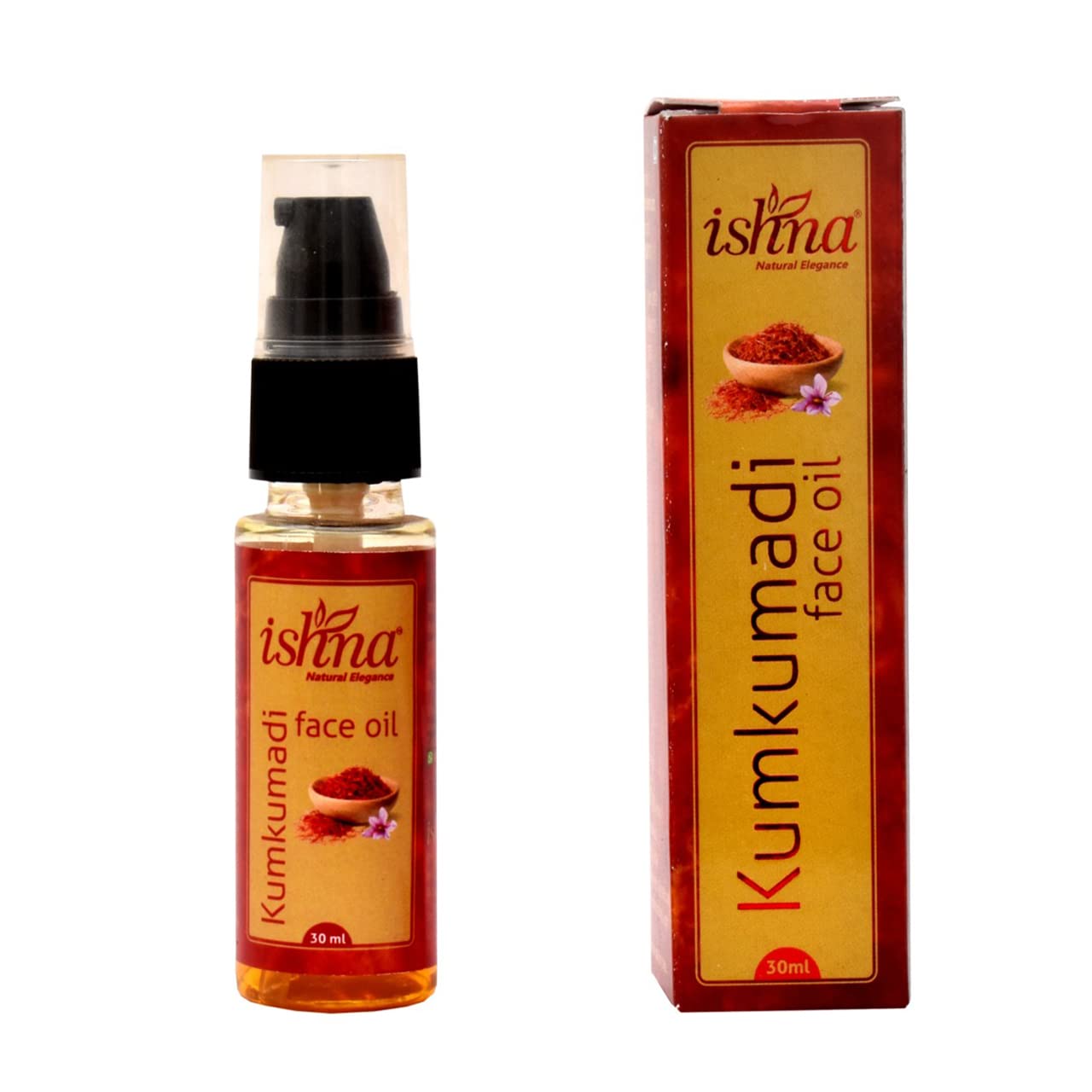 Ishna Kumkumadi Face Oil for Pigmentation & Radiant Skin | Handcrafted Natural Oil | Hydrates & Nourishes | Chemical-Free, Vegan | 30ml | Perfect for Daily Skincare & Anti-Aging Routine
