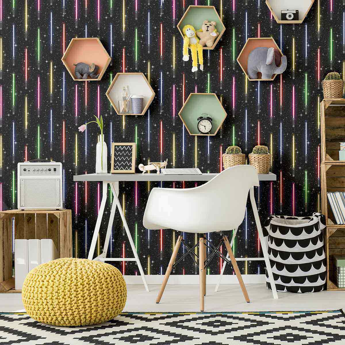 Black and White Galaxy Peel and Stick Removable Wallpaper - Self-Adhesive Wall Decal for Bedroom, Living Room, Nursery & Office Decor - Easy to Apply & Remove