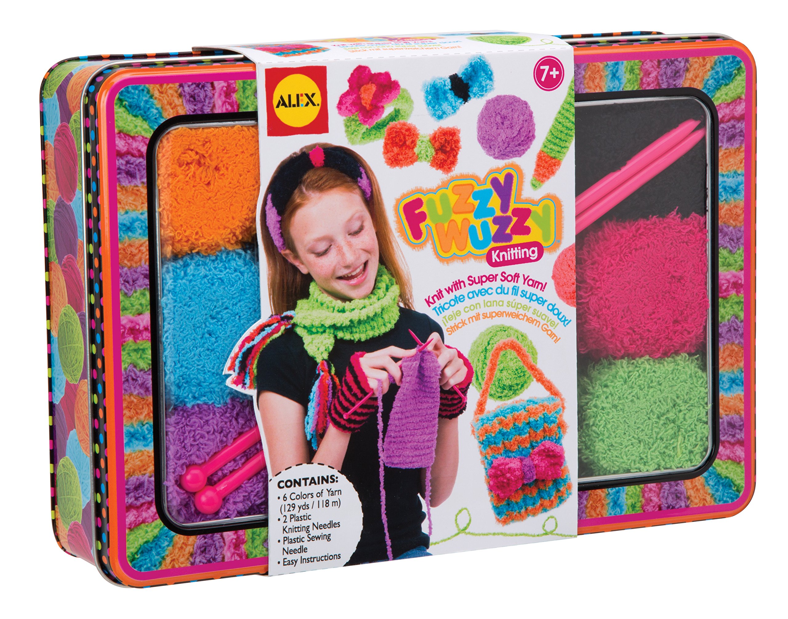 ALEX Toys Craft Fuzzy Wuzzy Knitting Kit for Kids - DIY Yarn Knitting Set for Beginners, Creative Arts & Crafts Activity - Perfect for Birthday Gifts, Classroom Projects & Family Bonding Time