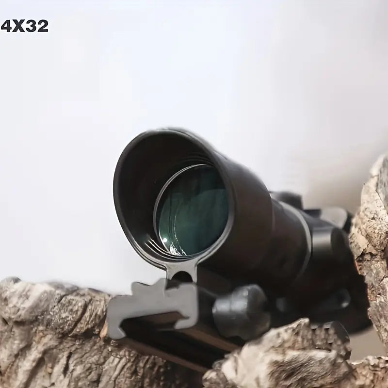 4X32 Prism Scope with Red Fiber Optics & Chevron Reticle - Red Dot Sight for Hunting, Shooting & Tactical Use | Durable Rifle Scope for Outdoor Adventures
