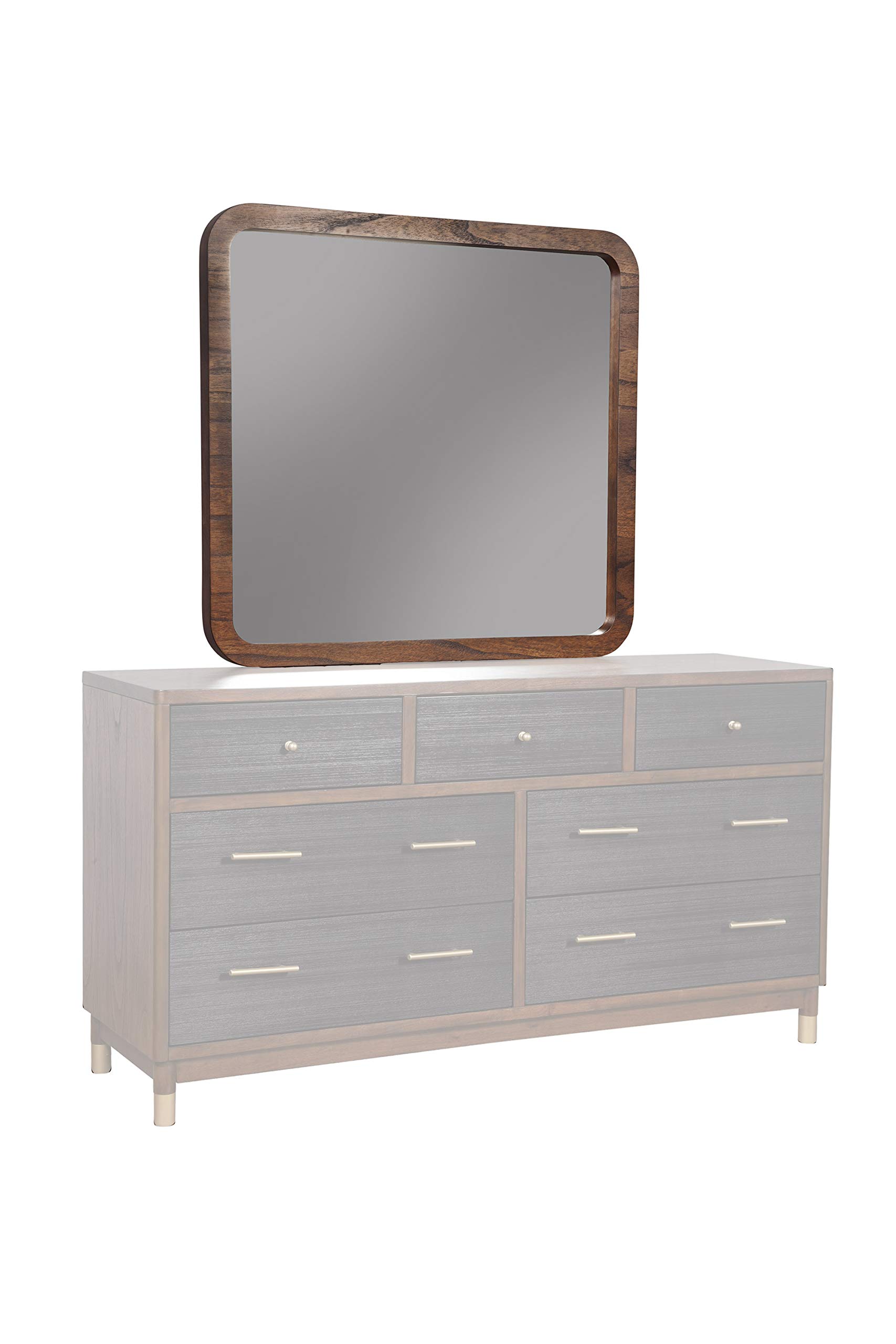 Alpine Furniture Belham Mahogany & Veneer Dresser Mirror - Dark Walnut/Black Finish | Elegant Bedroom Dresser Mirror for Master Bedroom, Guest Room & Home Decor
