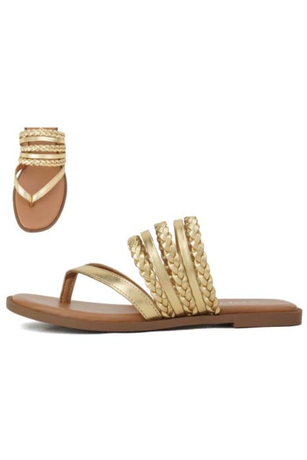 Gold Metallic Braided Flip Flops for Women - Comfortable Summer Beach Sandals with Arch Support | Perfect for Pool, Vacation, and Casual Outings
