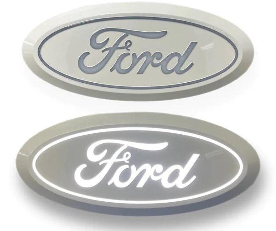 Ford Super Duty Front Oval Emblem with LED Illumination - Upgrade Your Truck's Style for Night Driving & Off-Road Adventures