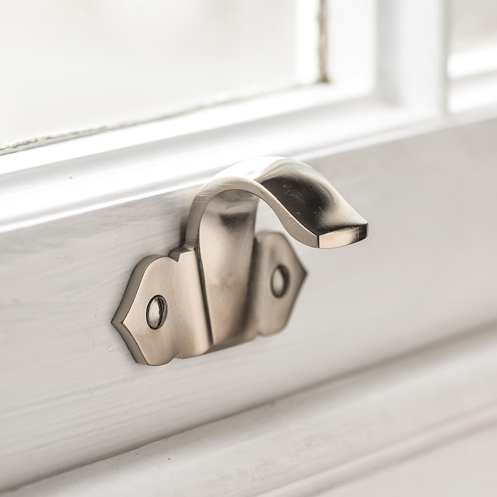 Elegant Satin Nickel Ornate Sash Window Lift - Vintage Style Window Hardware for Home Restoration & Interior Design - Perfect for Victorian Homes, Bedrooms & Living Room Windows