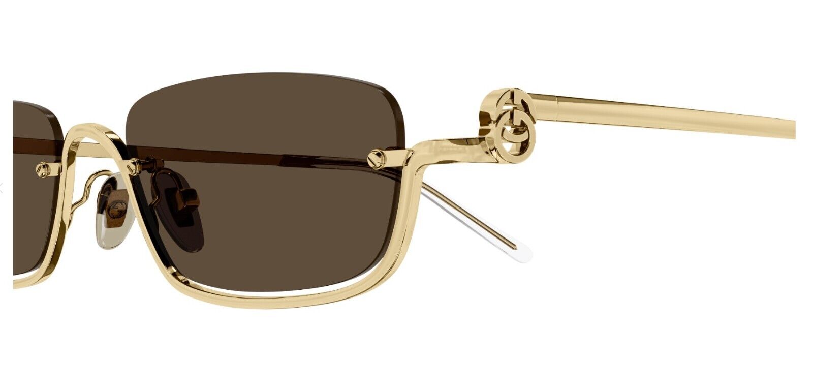 Gucci GG1278S 001 Gold/Brown Narrow Rectangular Unisex Sunglasses - Luxury Designer Shades for Men & Women - Perfect for Beach, Driving & Outdoor Fashion