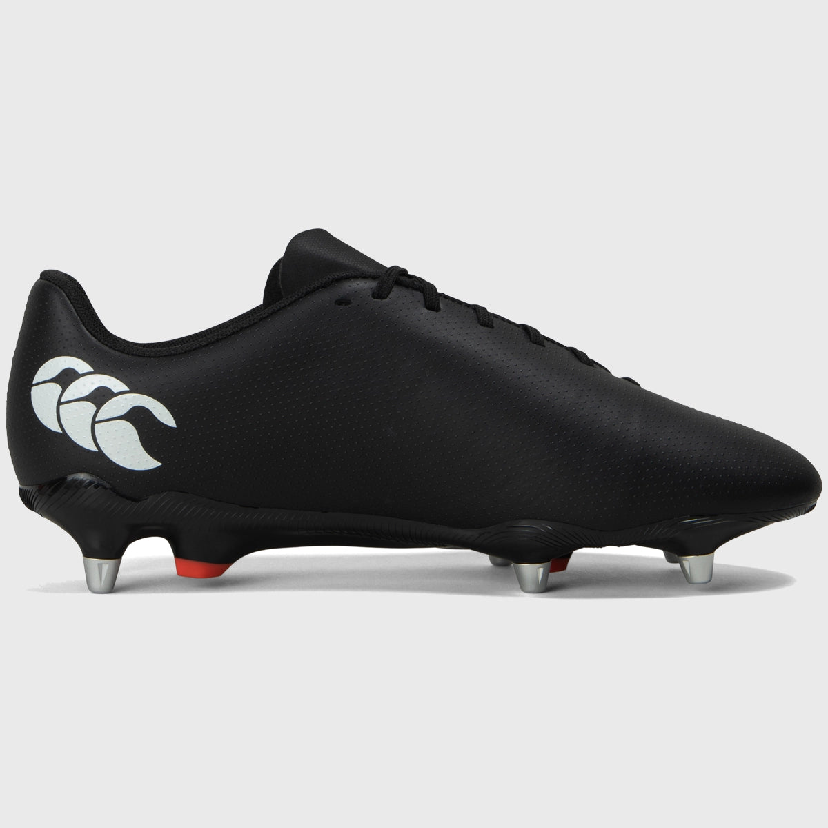 Canterbury Speed Raze SG Rugby Boots for Men - Black/White Soccer Cleats with Metal Studs - Perfect for Wet Grass & Muddy Field Conditions