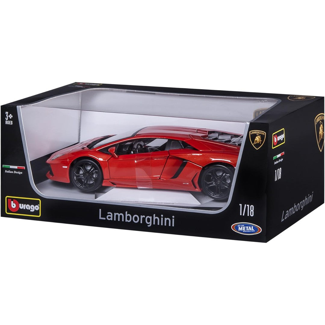 1:18 Scale 2012 Lamborghini Aventador LP700-4 Coupé Diecast Model Car - Metallic Orange by Bburago | Collectible Sports Car for Display, Gifts & Racing Enthusiasts