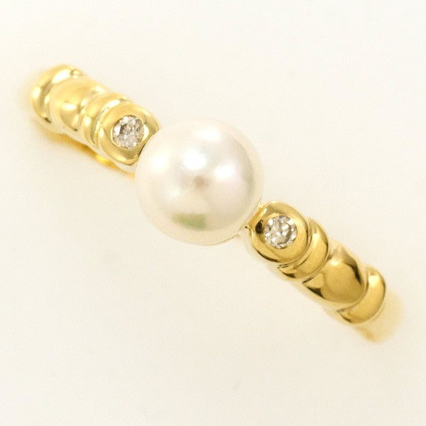 18K Yellow Gold Pearl Diamond Ring for Women - Elegant Bridal Jewelry, Anniversary Gift, Wedding Band, Engagement Ring - Perfect for Special Occasions & Everyday Luxury