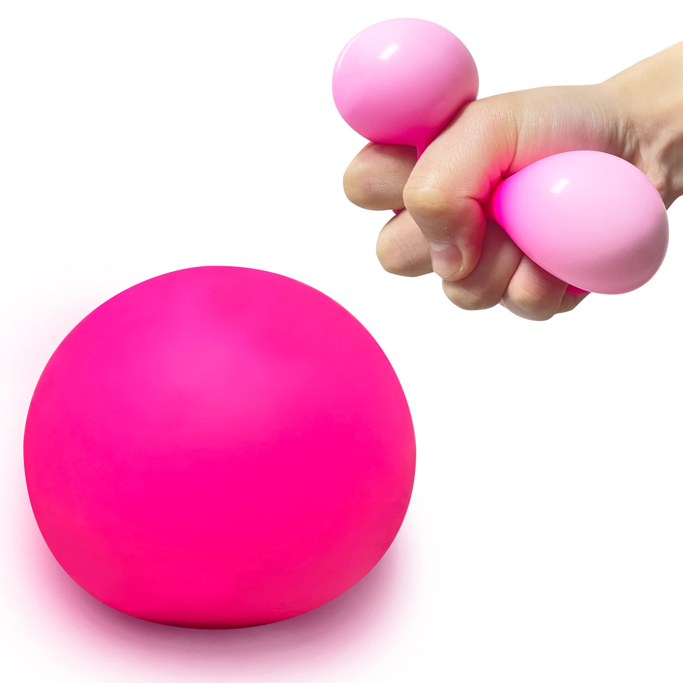 Soft Squishy Dough Stress Ball for Kids & Adults - 1 Pack Stretchy Squeeze Fidget Toy, Pink Anxiety Relief Ball for Teens with ADHD, Autism & Special Needs | Perfect for Office, Classroom & Home Stress Relief