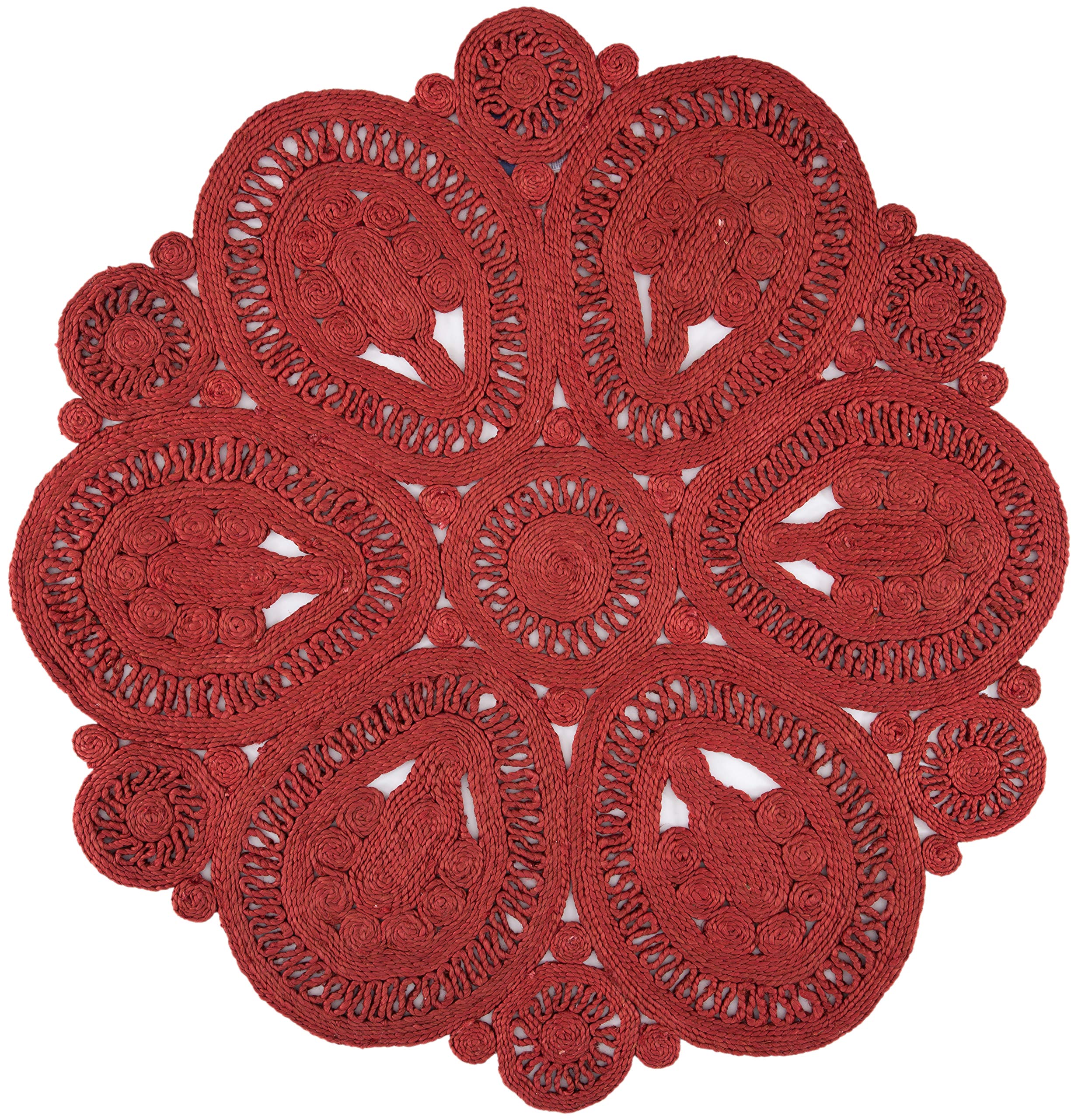 SAFAVIEH Handmade Boho Jute Area Rug - 6' Round Rust Farmhouse Rug, Natural Fiber Collection for Living Room & Bedroom, Durable for High Traffic Areas | Perfect for Boho Decor & Cozy Home Style (NF360P)