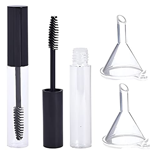 MAYCREATE® 10ml Empty Plastic Mascara Tube with Wand - Eyelash Cream & Castor Oil Container Bottle with Brush Kit & Funnels - Perfect for DIY Mascara, Eyeliner & Lash Growth Serums (Great for Travel & Home Use)