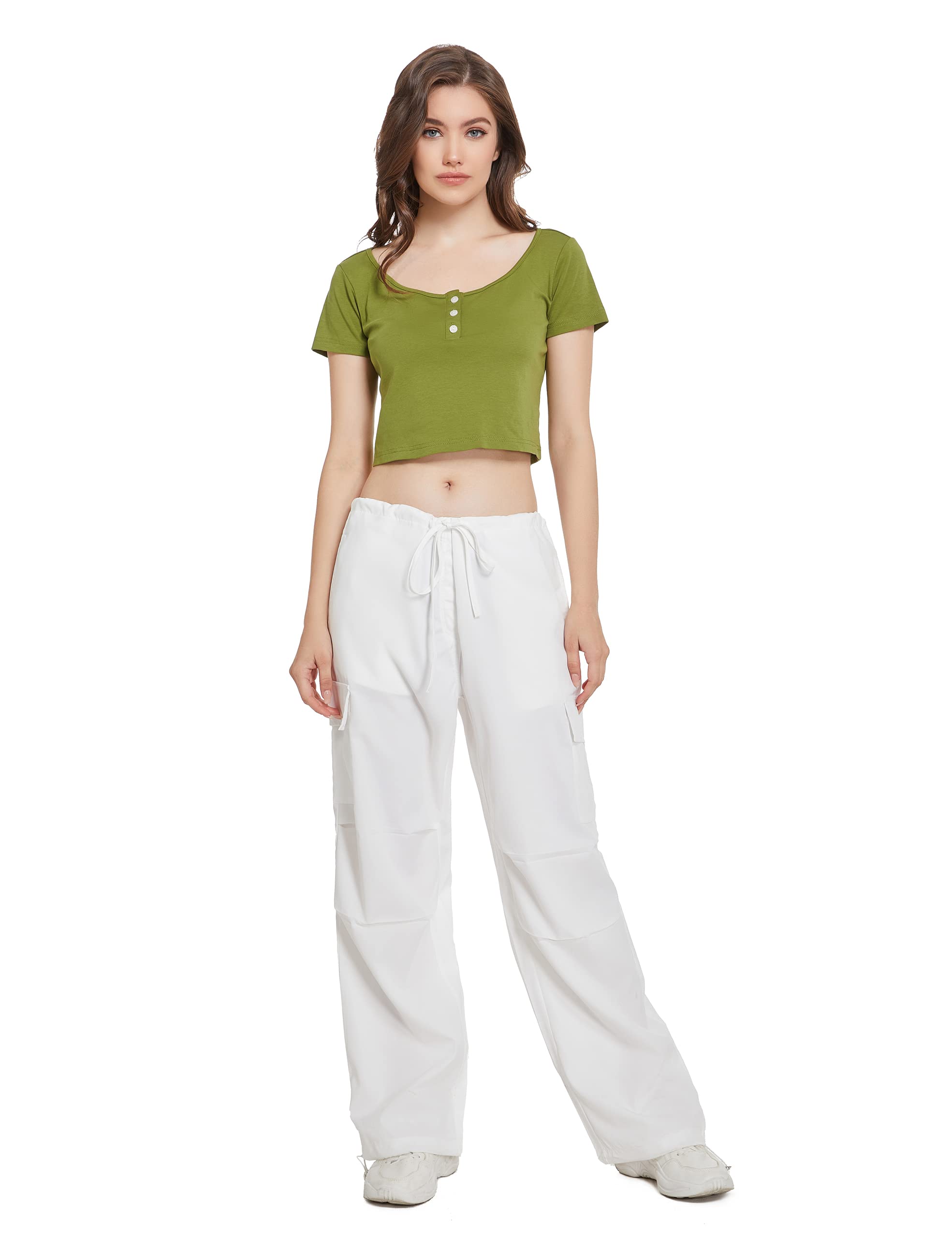 Trendy Y2K Low Waist Wide Leg Parachute Pants for Women - Loose Fit Casual Pants | 2023 Fashion | Perfect for Streetwear, Retro Outfits & Everyday Comfort