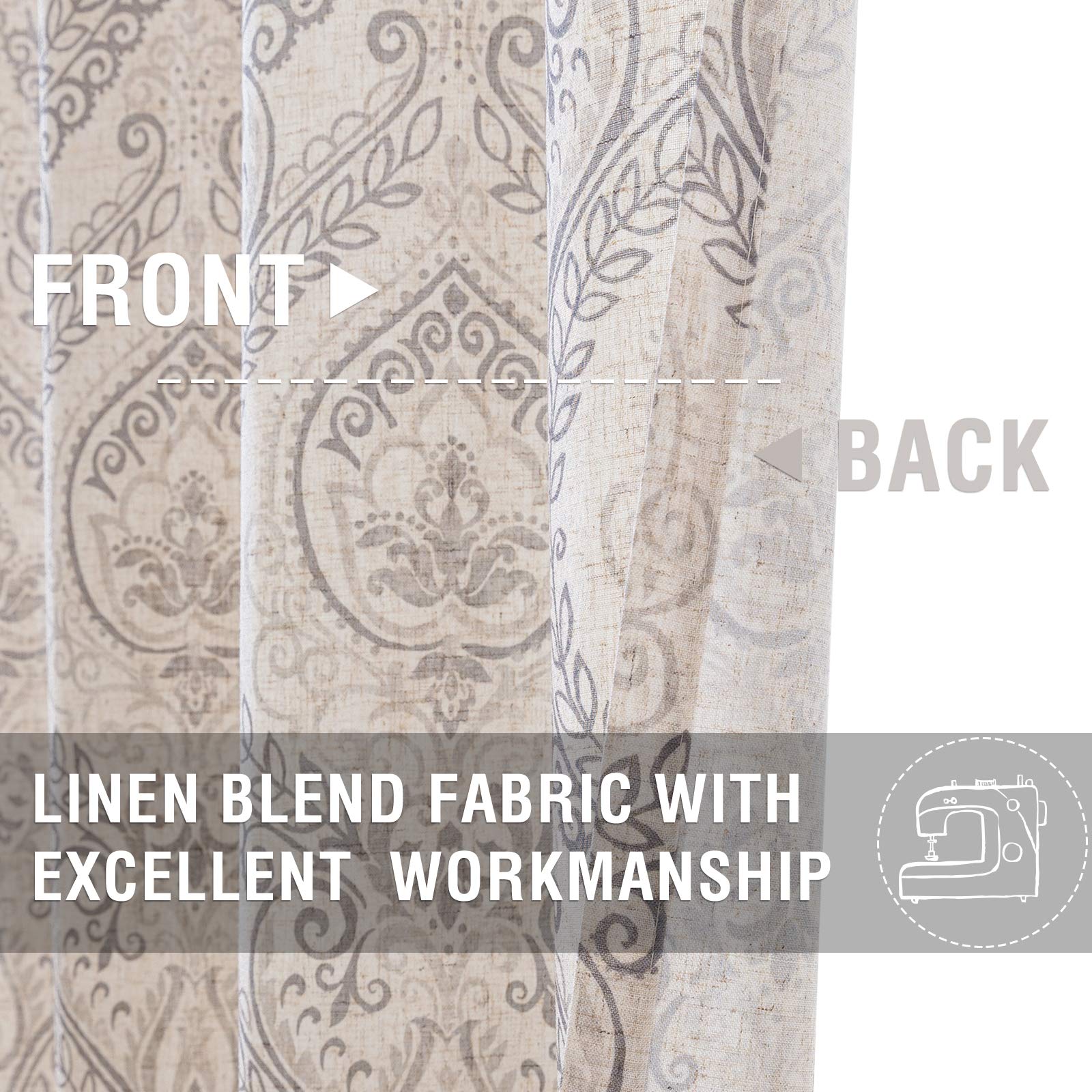 Jinchan 45 Inch Faux Linen Window Valance - Farmhouse Style Tie-Up Curtain Panel with Rod Pocket, Light Blocking for Living Room & Bathroom - Ivory Rustic Country Decor for Small Windows | Perfect for Cozy Home, Bedroom, and Kitchen