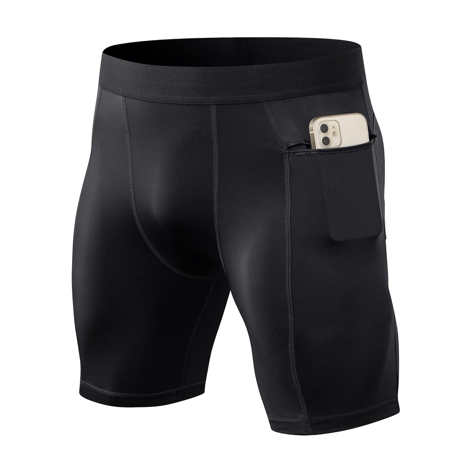 1/3 Pack Men's Compression Shorts with Zip Pockets - 8