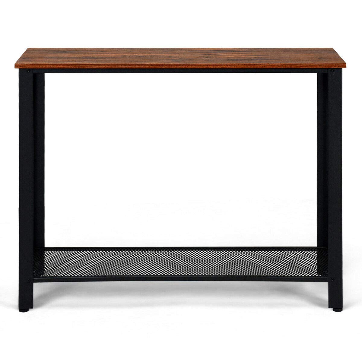Vintage Style Console Table with Storage Shelf - Sturdy Metal Frame & Wood Top - Durable, Scratch-Resistant, Easy to Clean - Perfect for Entryway, Living Room, Bedroom - Black