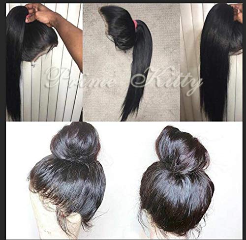 360 Lace Frontal Wig Human Hair Straight Brazilian Virgin Hair Wigs with Baby Hair for Black Women - 10A Grade Silky Straight 360 Full Lace Wig 180% Density 12 Inch - Perfect for Daily Wear, Special Occasions & Protective Styling