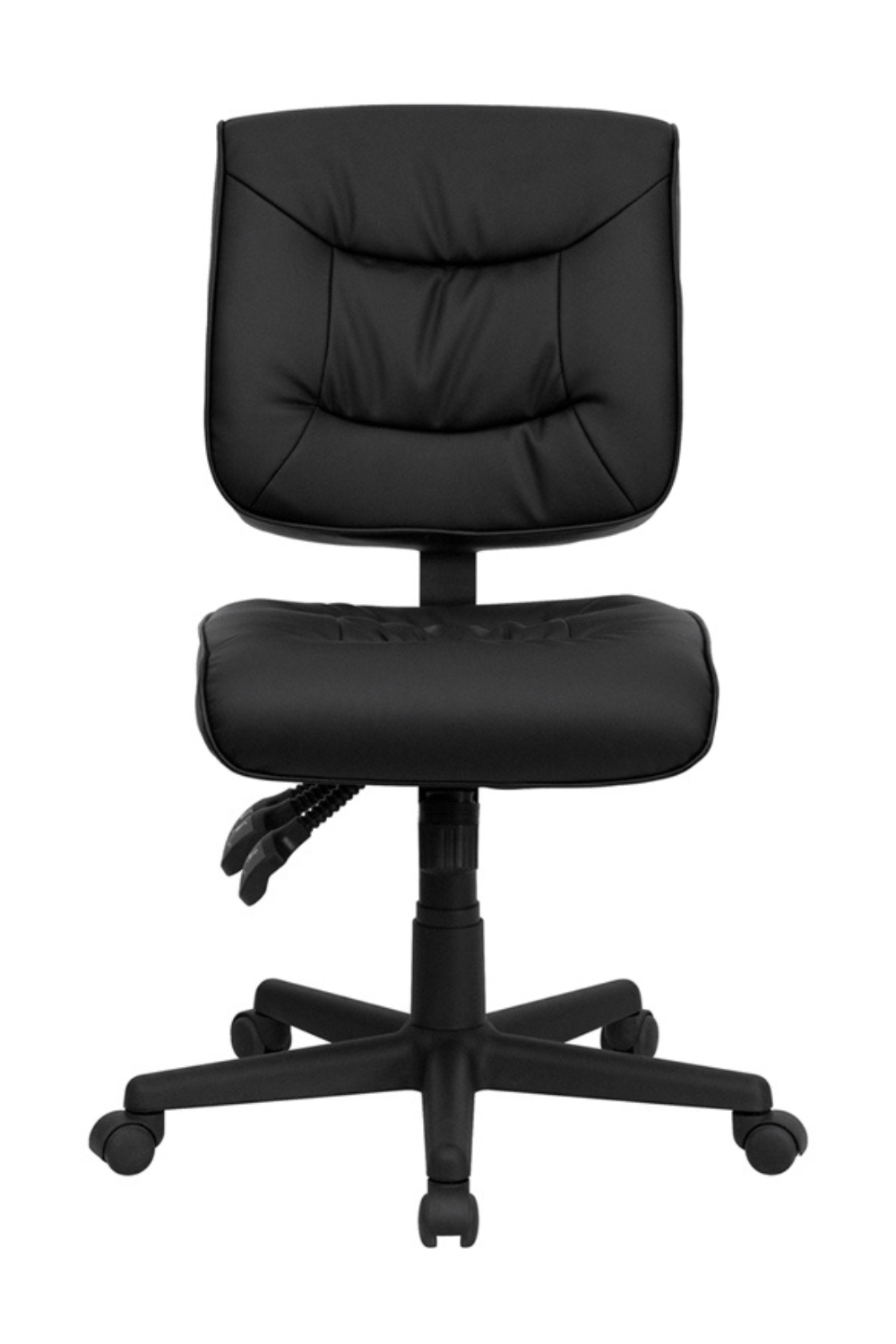 FLASH Cole Mid Back Black LeatherSoft Multifunction Swivel Ergonomic Office Chair - Adjustable Height & Lumbar Support for Home Office, Gaming & Workspace Comfort