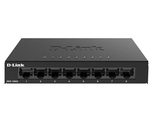 D-Link DGS-108 8-Port Gigabit Ethernet Switch - Unmanaged, Metal Housing, Plug & Play - Ideal for Home Office, Gaming & Small Business Networks