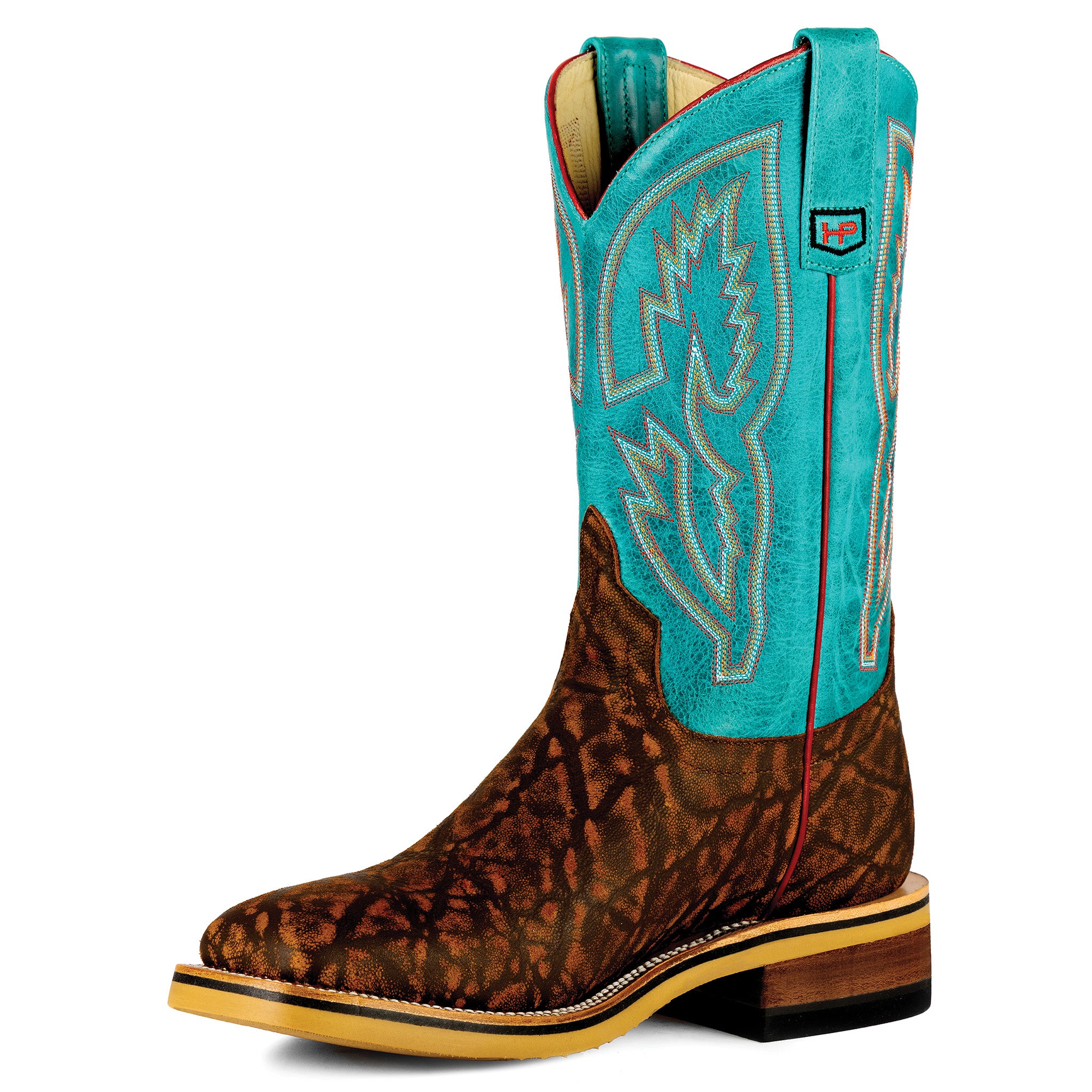 Anderson Bean Men's Cognac Elephant Print Work Boots - Durable Leather Safety Toe Boots for Construction, Ranch & Outdoor Work